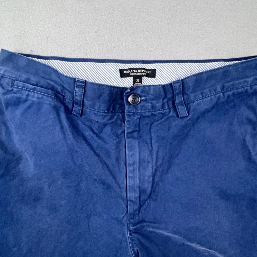 Banana Republic Emerson Shorts Mens 33 Blue Chino Cotton Casual Prep Summer - Picture 10 of 14